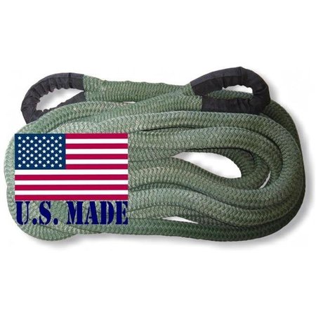 SAFE-T-LINE U.S. made "MILITARY GREEN" Safe-T-Line® Kinetic Recovery (Snatch) ROPE - 1 inch X 30 ft (4X4 VEHICLE RECOVERY) PKOD0130